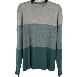 Smartwool Mens Merino Wool Crew Neck Colorblock Sweater Gray Teal Size Large